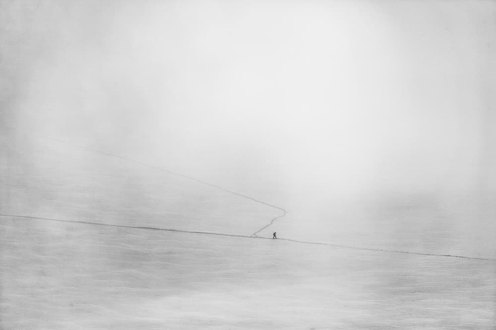 Solitary Figure Winter Path by Peter Svoboda MQEP — canvas wall art