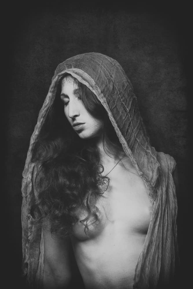 Soulful Veiled Woman by Christian Kurz — canvas wall art