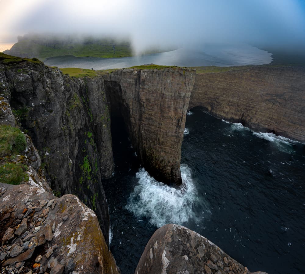 Misty Ocean Cliffs by Jean Vandijck — canvas wall art