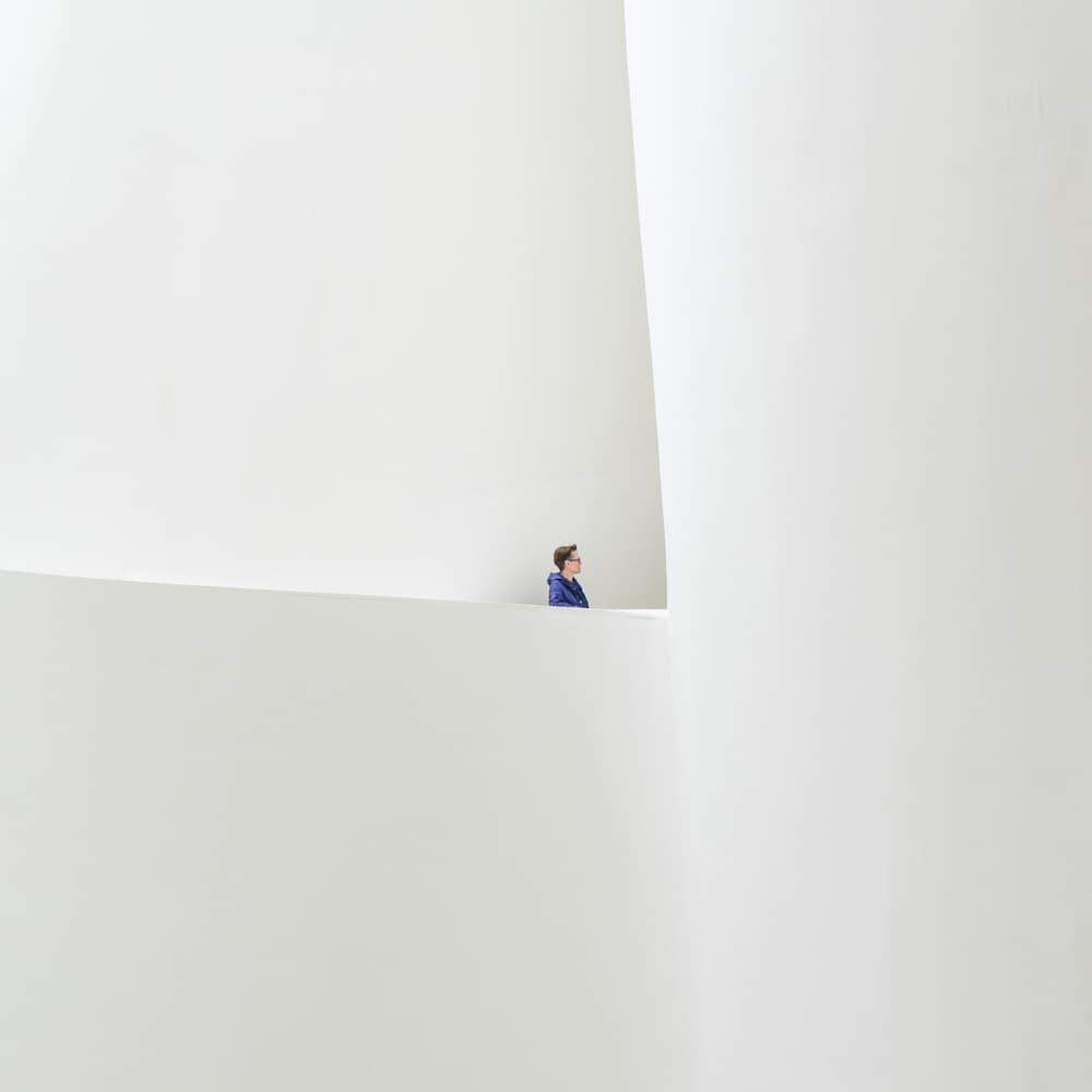 Solitary Figure White Architecture by Luc Vangindertael (laGrange) — canvas wall art