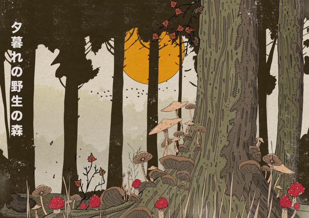 Twilight Mushroom Forest by Nicholas — canvas wall art