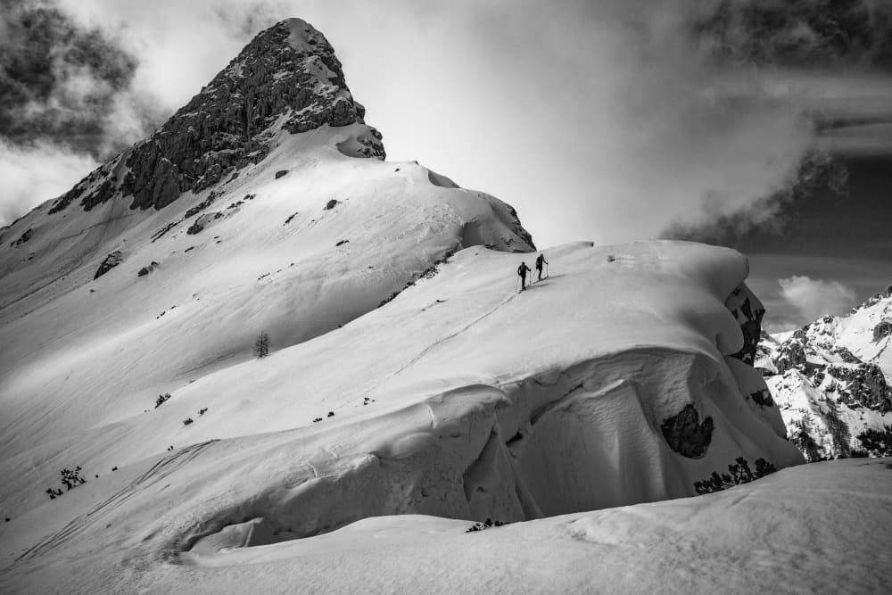Black and White Mountain Hike by Aleš Klabus — canvas wall art