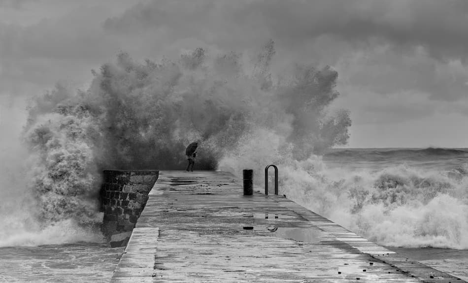 Crashing Pier Wave by Mikel Lastra — canvas wall art