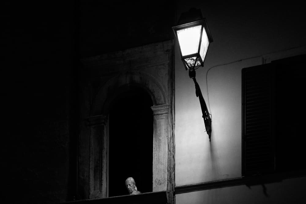 Street Lamp and Statue by Tamas Dragon — canvas wall art