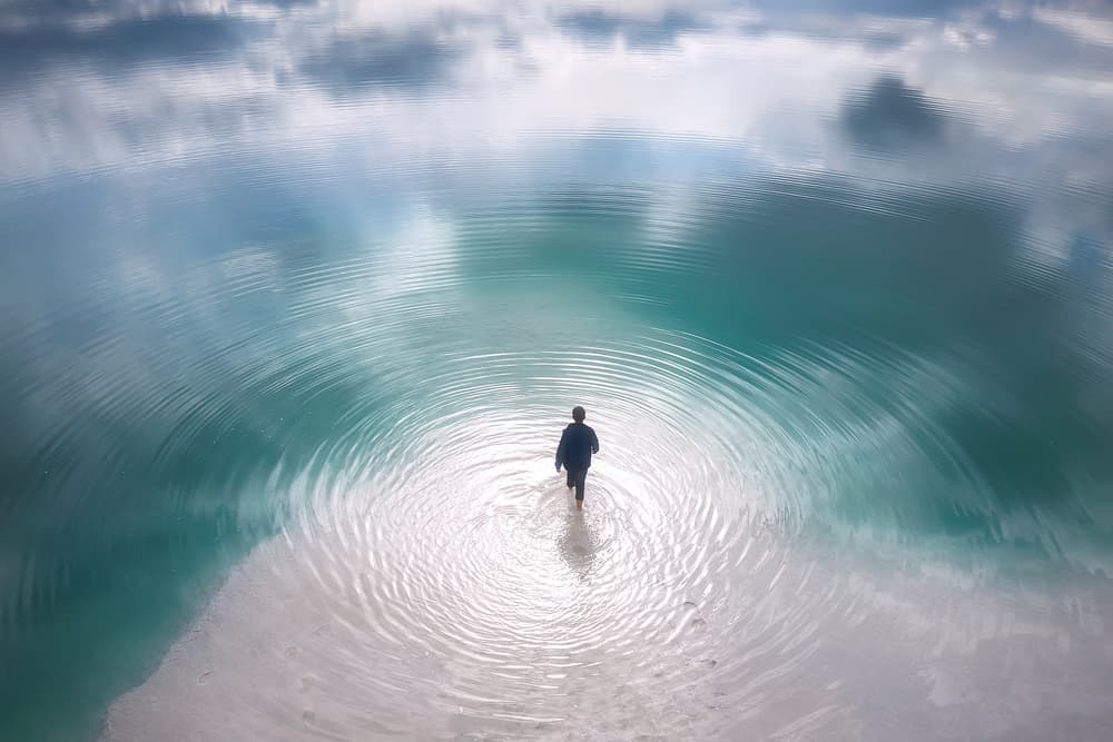 Walking on Reflective Water by TIANQI — canvas wall art