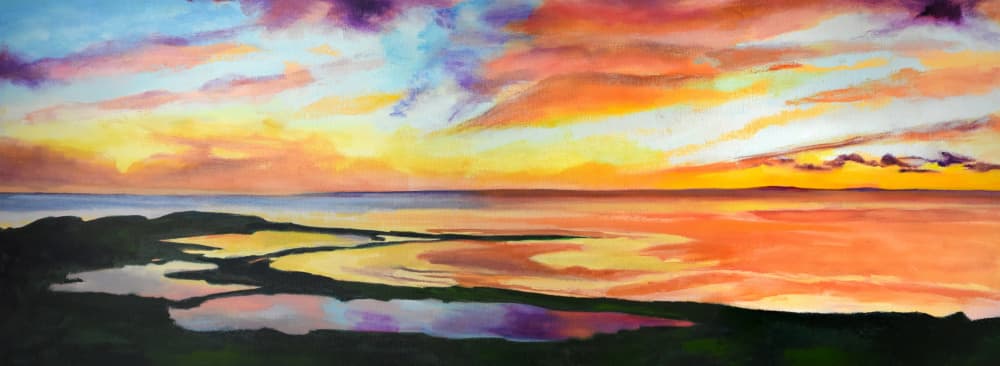 Vibrant Coastal Sunset by Maxine Shore — canvas wall art