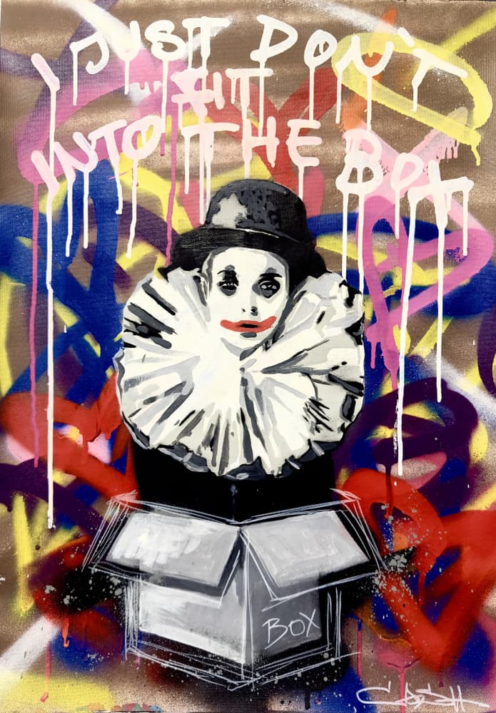 Misfit Clown in Box by Suzan Habib — canvas wall art
