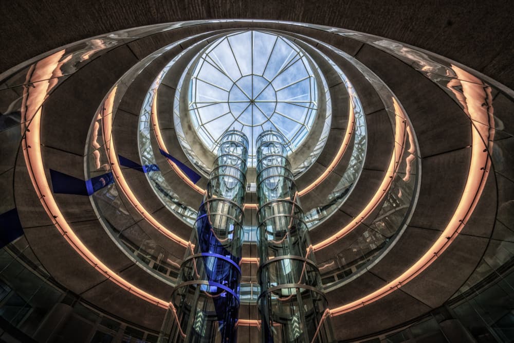 Elevator shafts to the skylight by Marc van Oostrum — canvas wall art