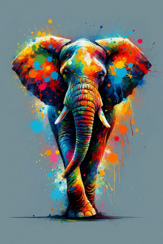 Vibrant Splatter Elephant by Andreas Magnusson — canvas wall art