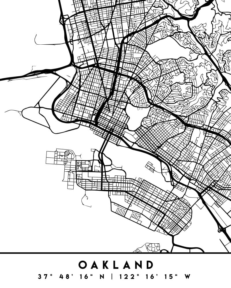 Oakland City Map by Emiliano Deificus — canvas wall art