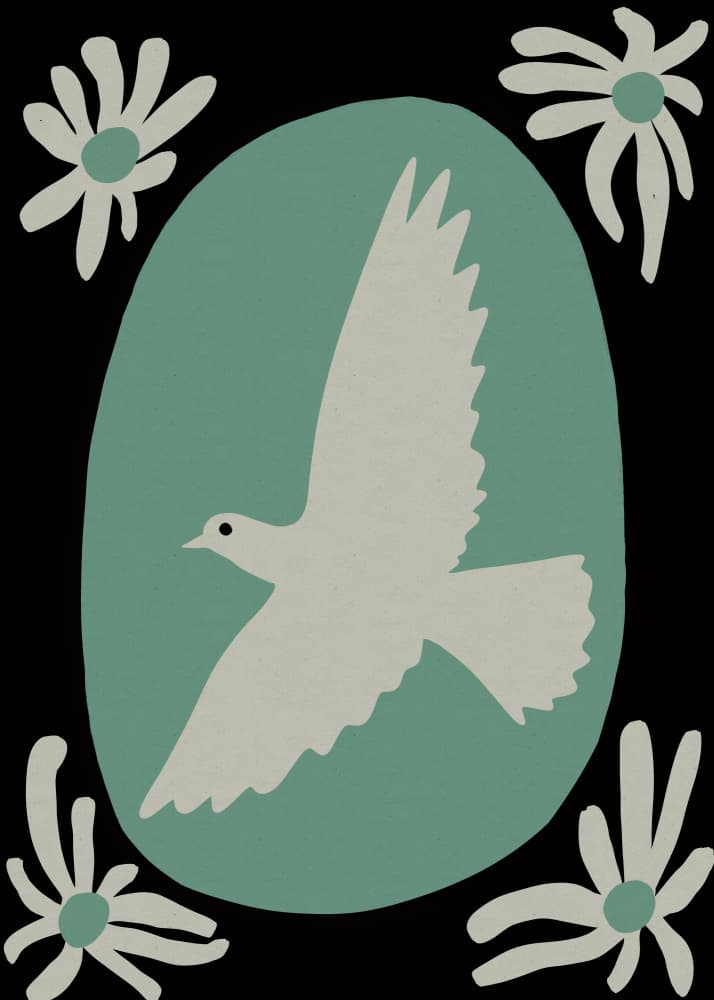 Peace Dove Flowers by Sharyn Bursic — canvas wall art