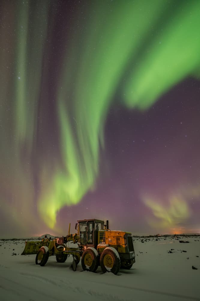 Northern Lights Grader Night by James Zhen Yu — canvas wall art
