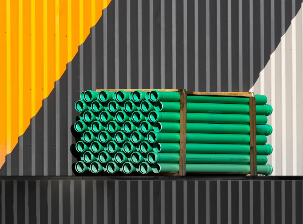 Green Pipes And Shadow by Stephan Rückert — canvas wall art