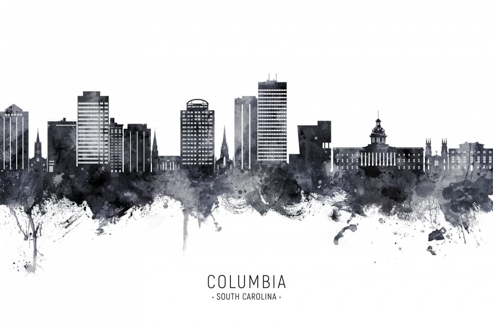 Columbia South Carolina Skyline by Michael Tompsett — canvas wall art