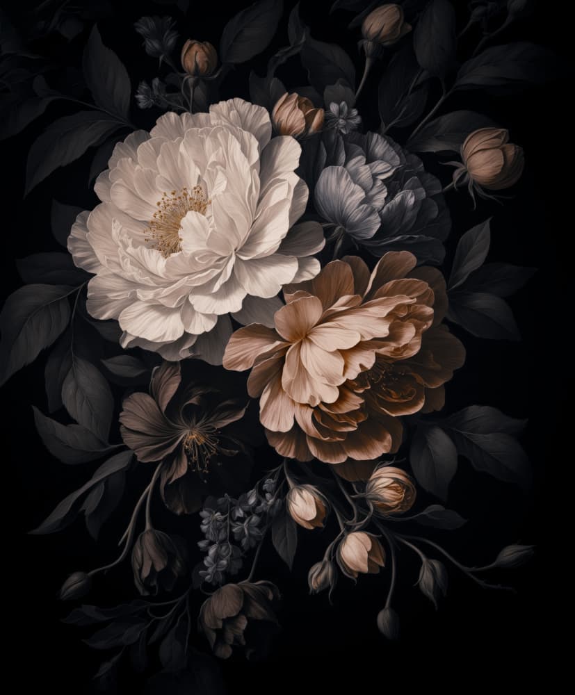 Dark Romantic Peonies by Andrea Haase — canvas wall art