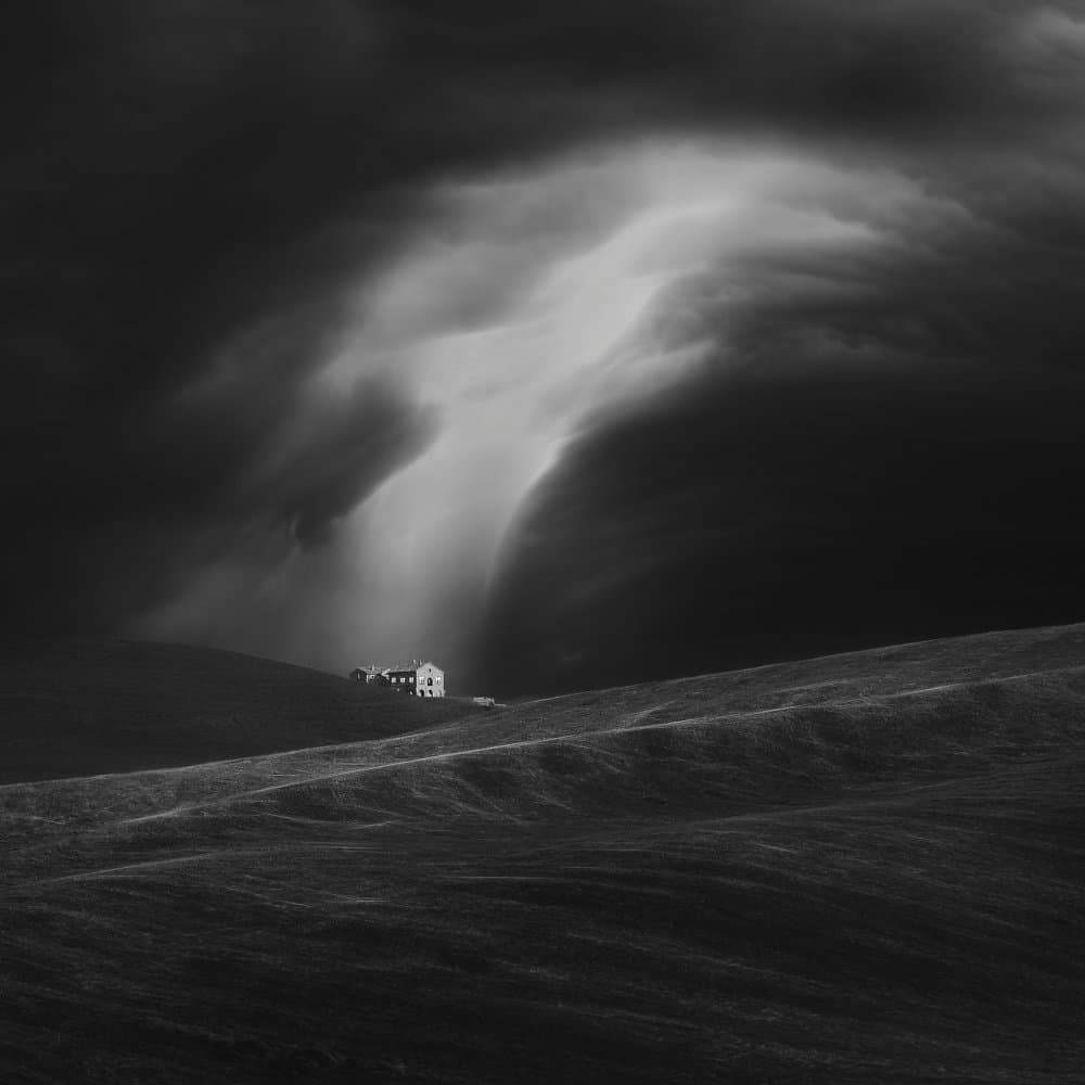 Lone Farmhouse Light by Todor Tanev — canvas wall art