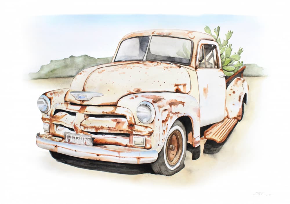 Rusty Desert Pickup by Steve Erwin — canvas wall art