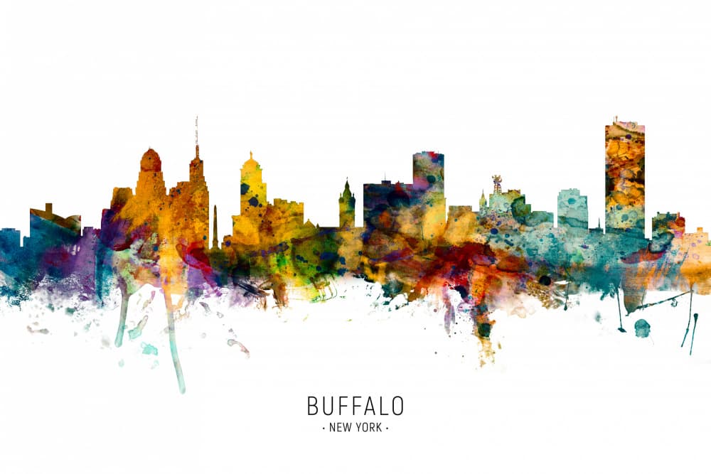 Buffalo New York Skyline by Michael Tompsett — canvas wall art