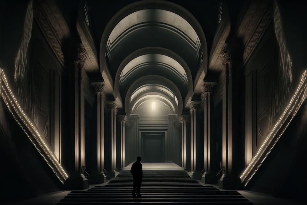 Man in Grand Corridor by Luc Stalmans — canvas wall art