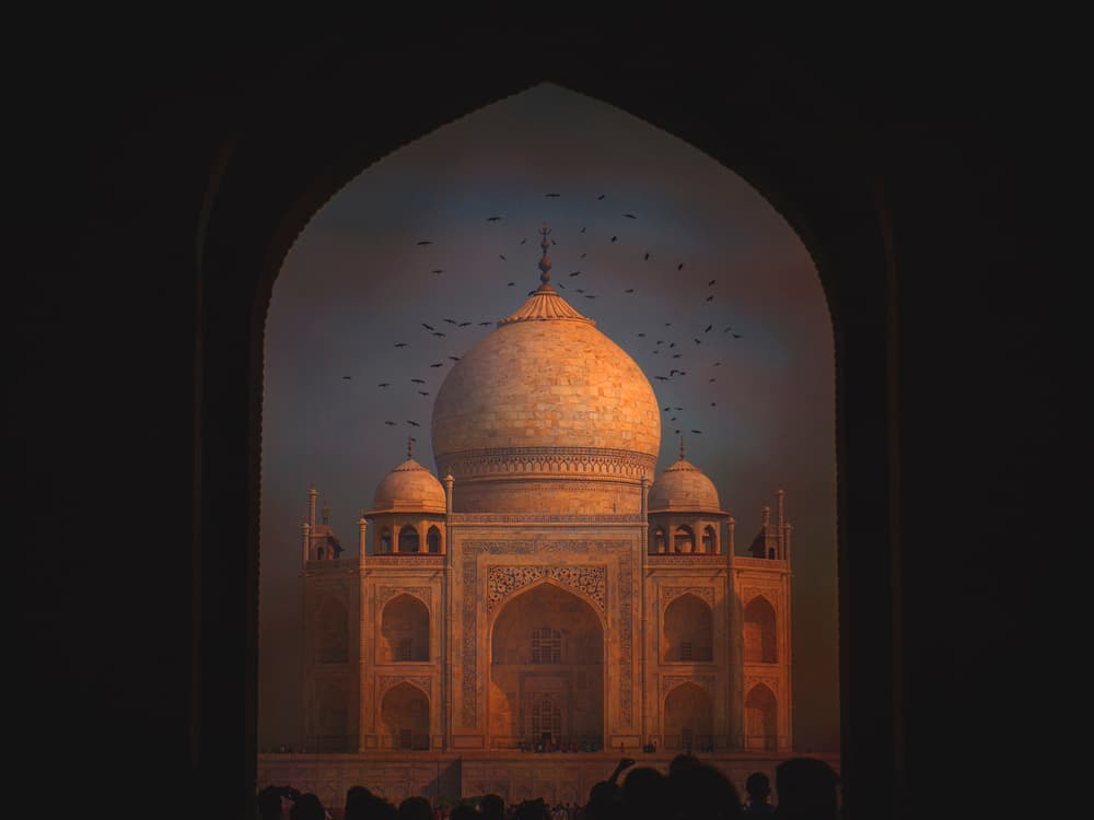 Taj Mahal Sunset View by Svetlin Yosifov — canvas wall art