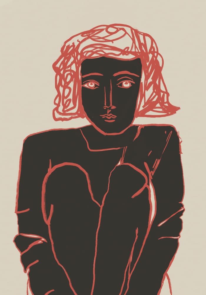 Expressive Red Outline by Sharyn Bursic — canvas wall art