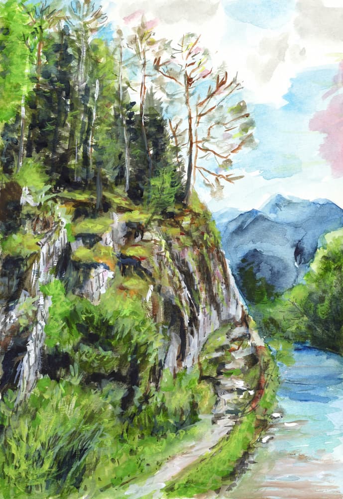 Serene Mountain River Scene by Marina Kozyr — canvas wall art
