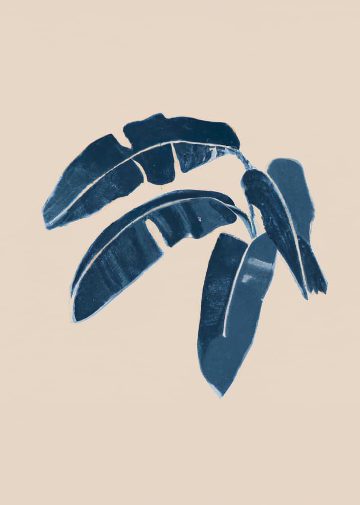 Deep Blue Banana Leaves by Merel Takken — canvas wall art