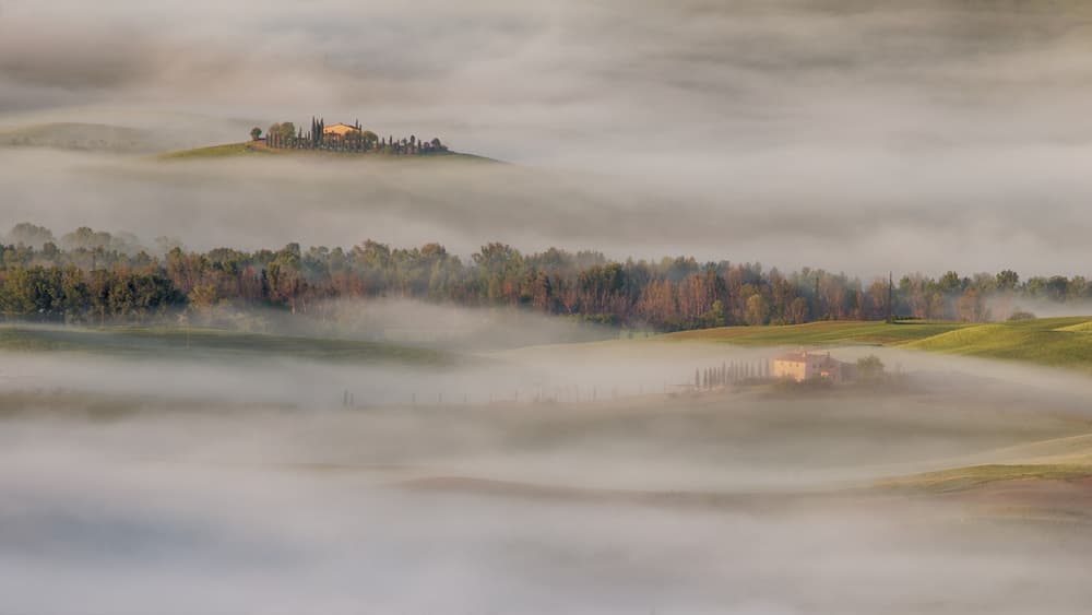 Morning Fog Over Tuscany by Peter Svoboda MQEP — canvas wall art