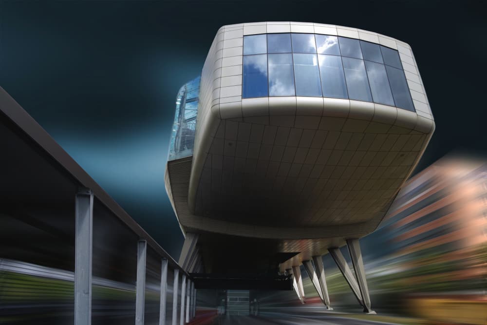 Dynamic Futuristic Architecture by Erhard Batzdorf — canvas wall art