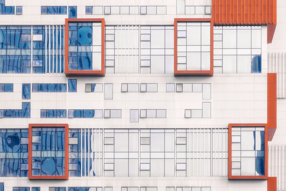 Vibrant Orange Architecture by Mei Xu — canvas wall art