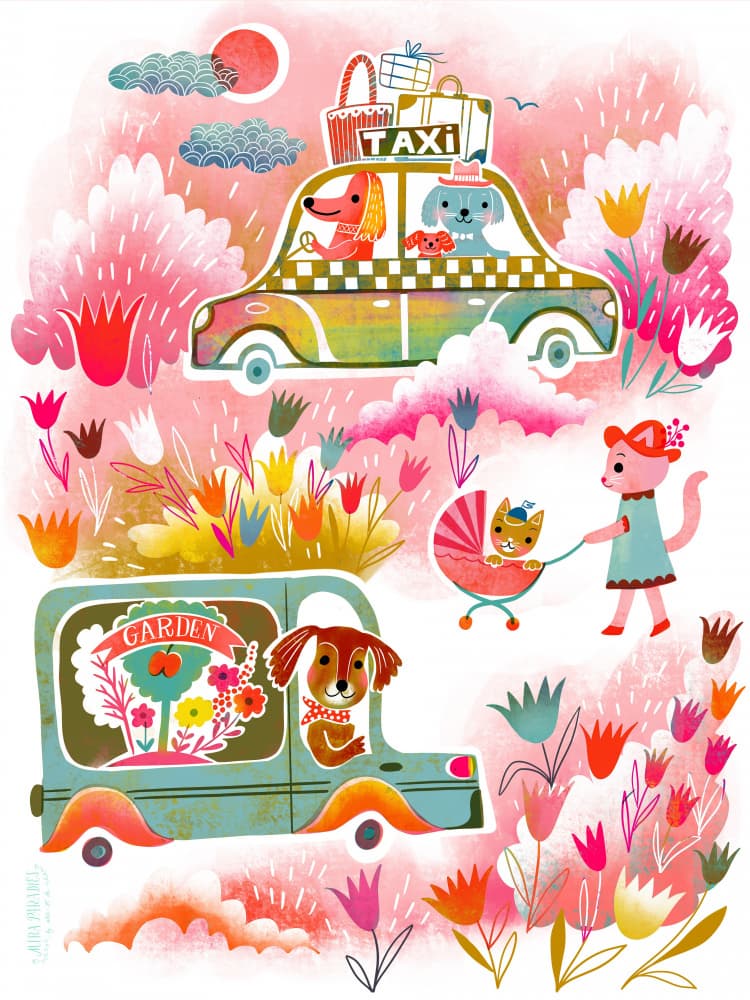 Whimsical Pet Journeys by uta krogmann — canvas wall art