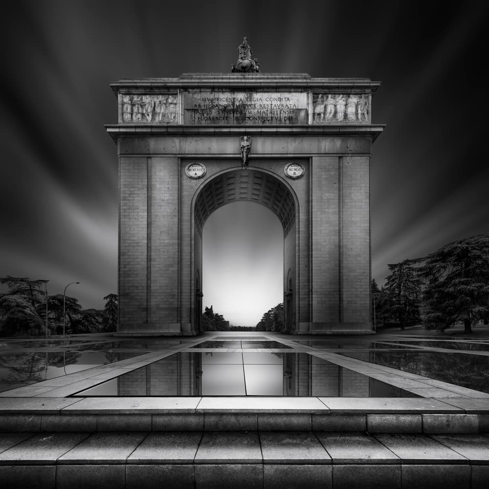 Grand Triumphal Arch Reflection by Jorge Ruiz Dueso — canvas wall art