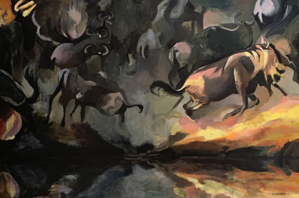 Wildebeest River Crossing by Borgenhag Holmqvist — canvas wall art