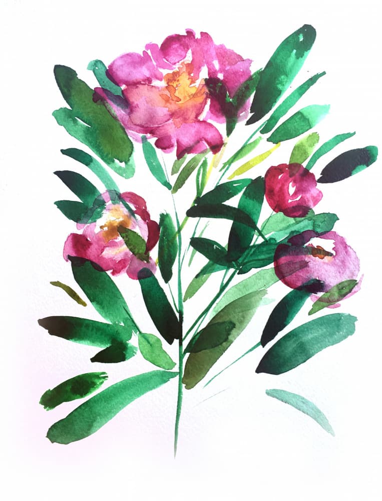 Blushing Watercolor Bouquet by Christine Lindstrom — canvas wall art