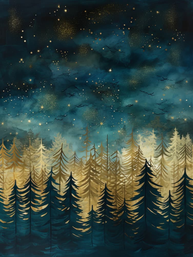 Enchanted Starry Forest by Bilge Paksoylu — canvas wall art
