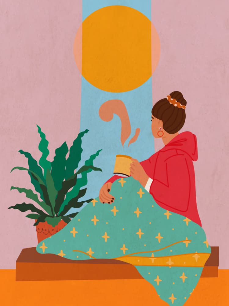 Cozy Morning Woman by WallChart Art Studio — canvas wall art
