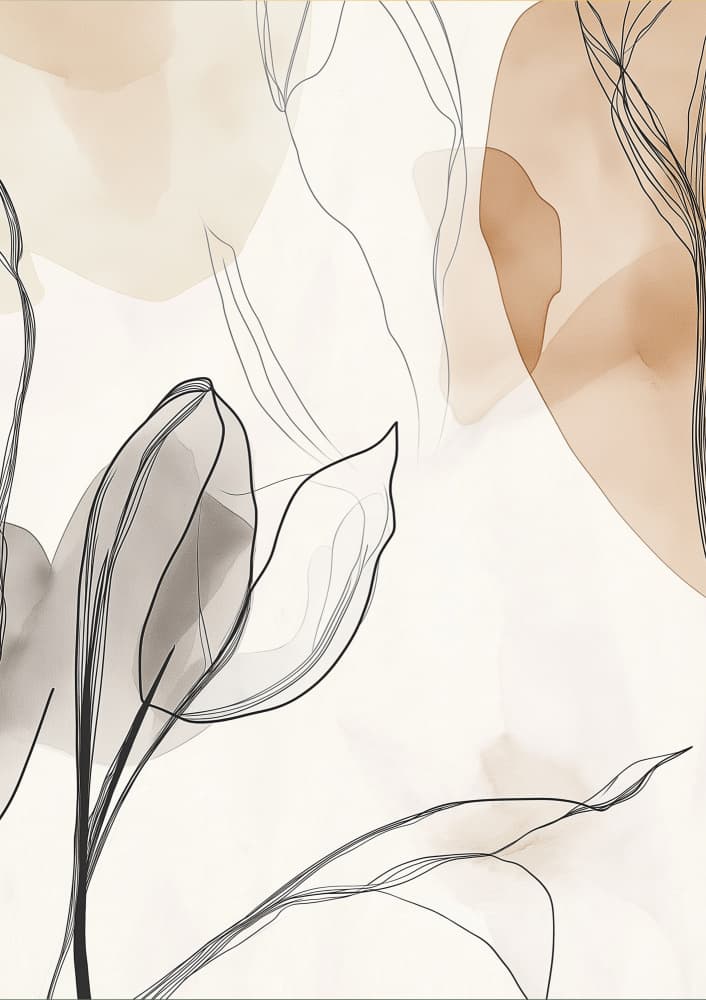 Neutral Botanical Lines by SHANDU — canvas wall art