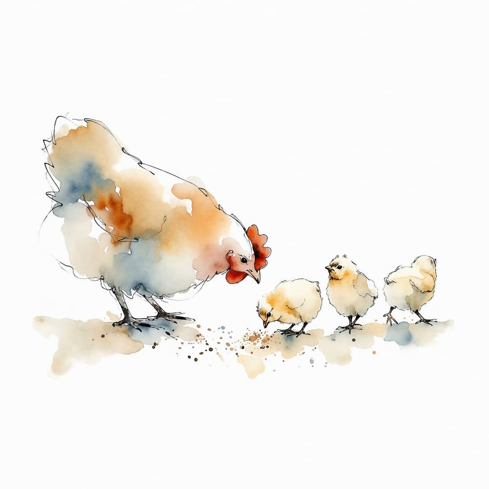 Watercolor Hen And Chicks by Natalie Bruns — canvas wall art