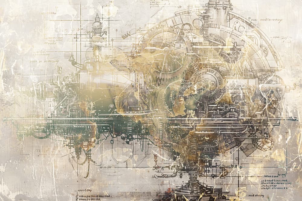 Steampunk Machine Blueprint by Rafal Kulik — canvas wall art