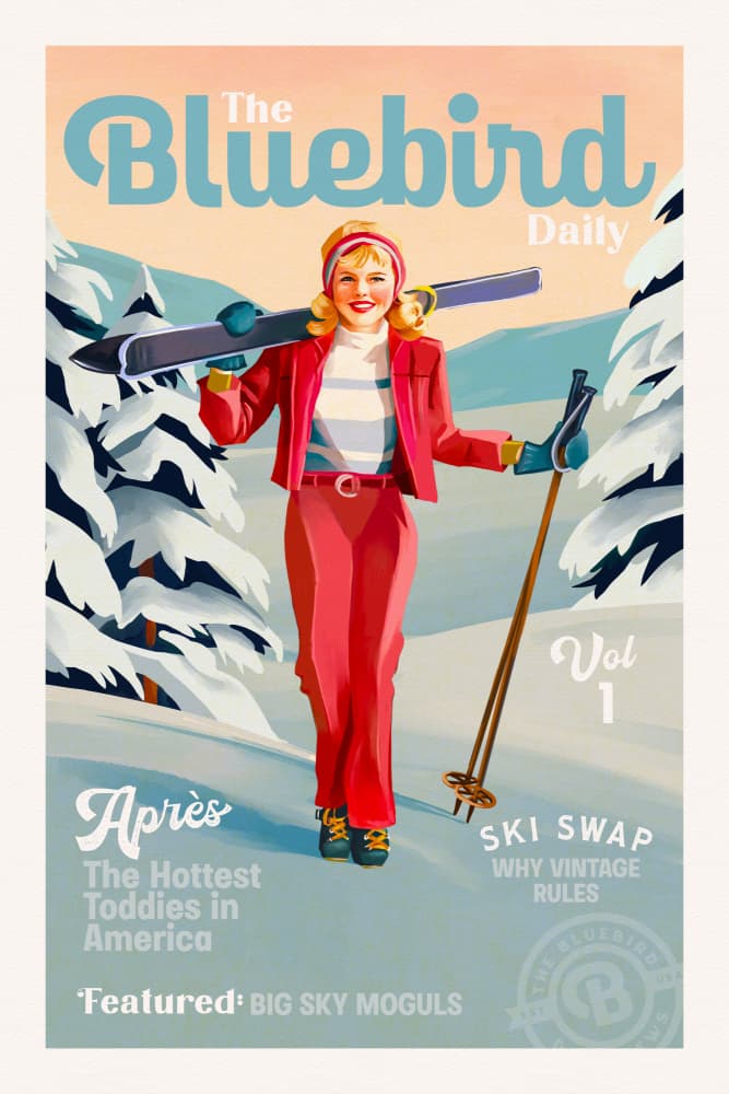 The Bluebird Daily Pinup Ski Art by The Whiskey Ginger — canvas wall art