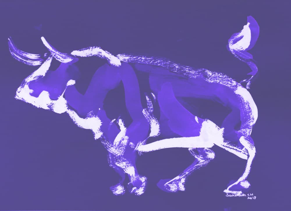 Vibrant Purple Bull by Santhosh ch — canvas wall art
