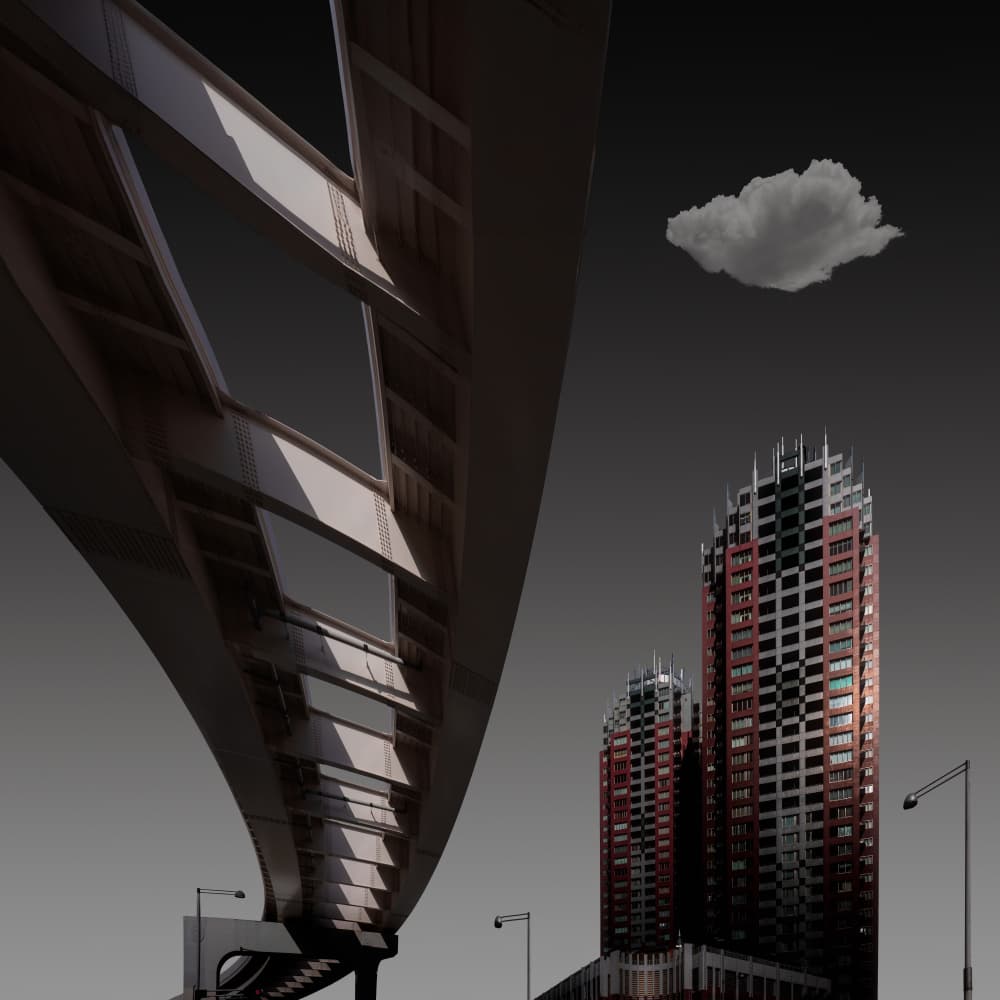 Modern Bridge Cityscape by Amatou T — canvas wall art