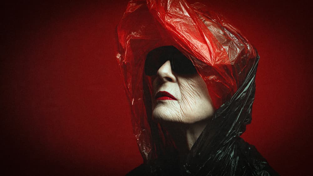 Red Plastic Portrait by Erkan Camlilar — canvas wall art