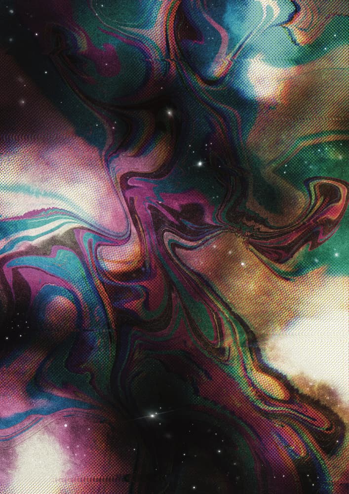 Vibrant Cosmic Swirl by Amy Louise Baker — canvas wall art