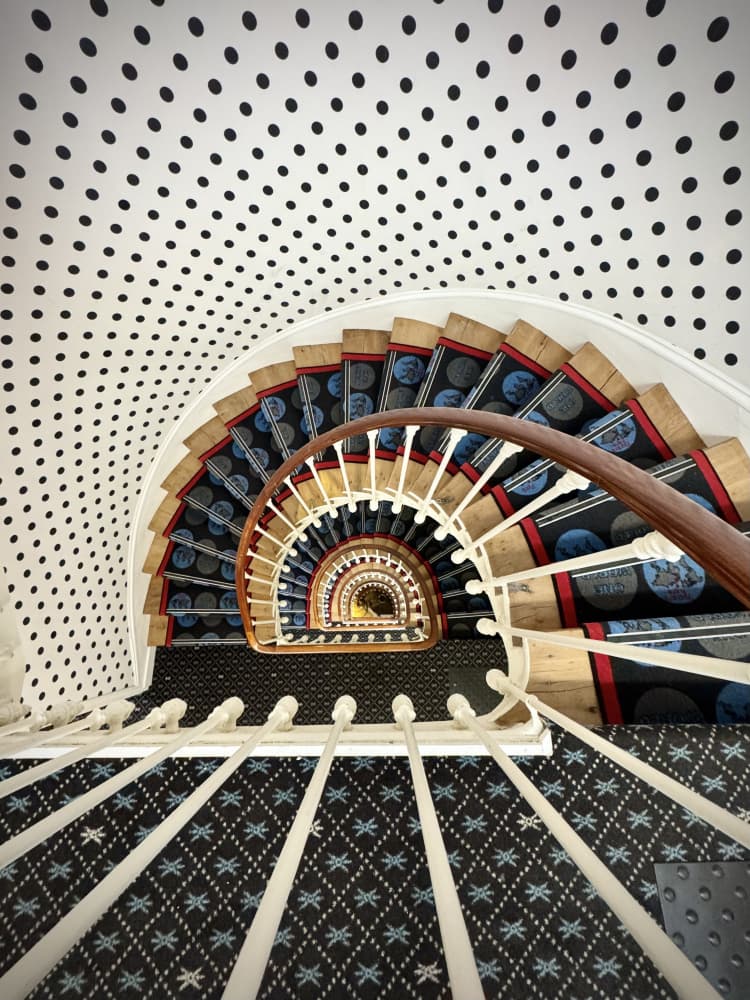 Spiral Polka Dot Staircase by KIMIO KOBAYASHI — canvas wall art
