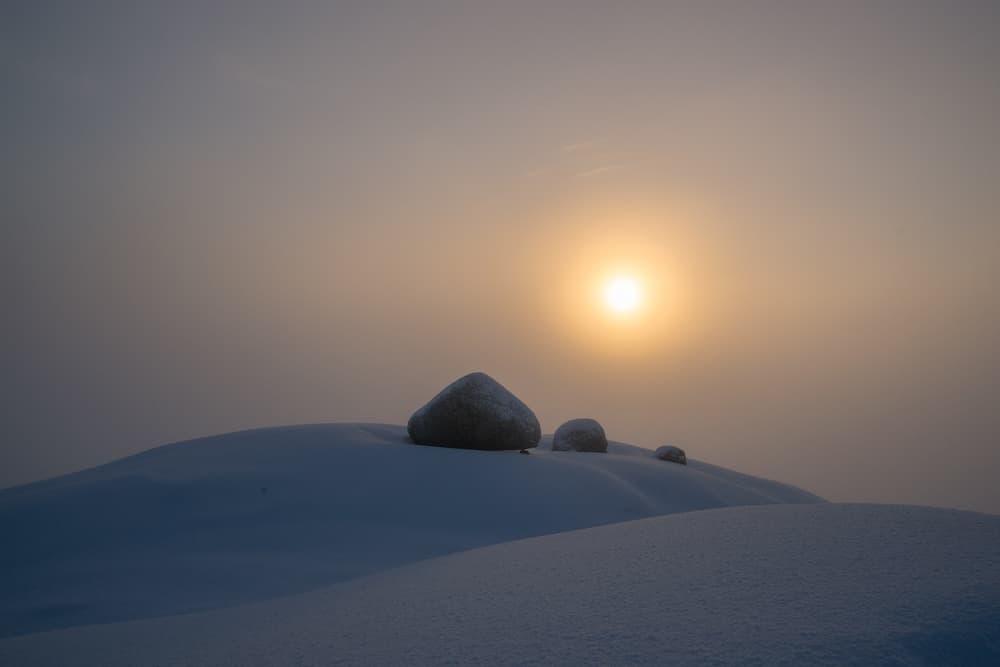 Misty Winter Sun by Alexey Kharitonov — canvas wall art