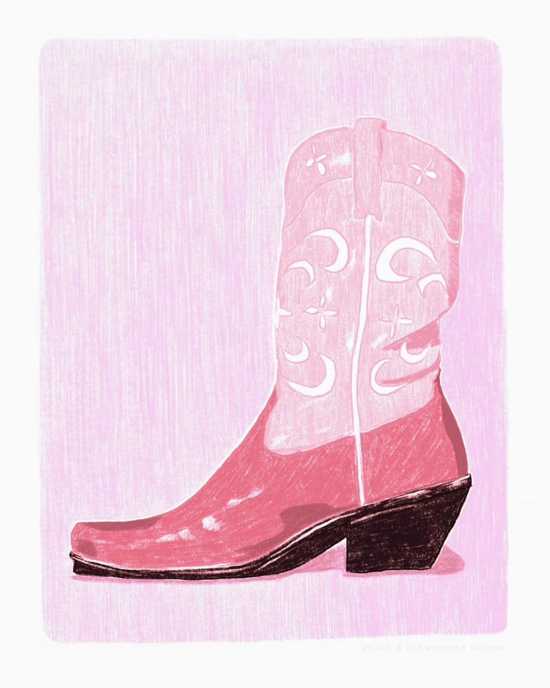 P&amp;c Cowgirlboot by Jenny Liz Rome — canvas wall art