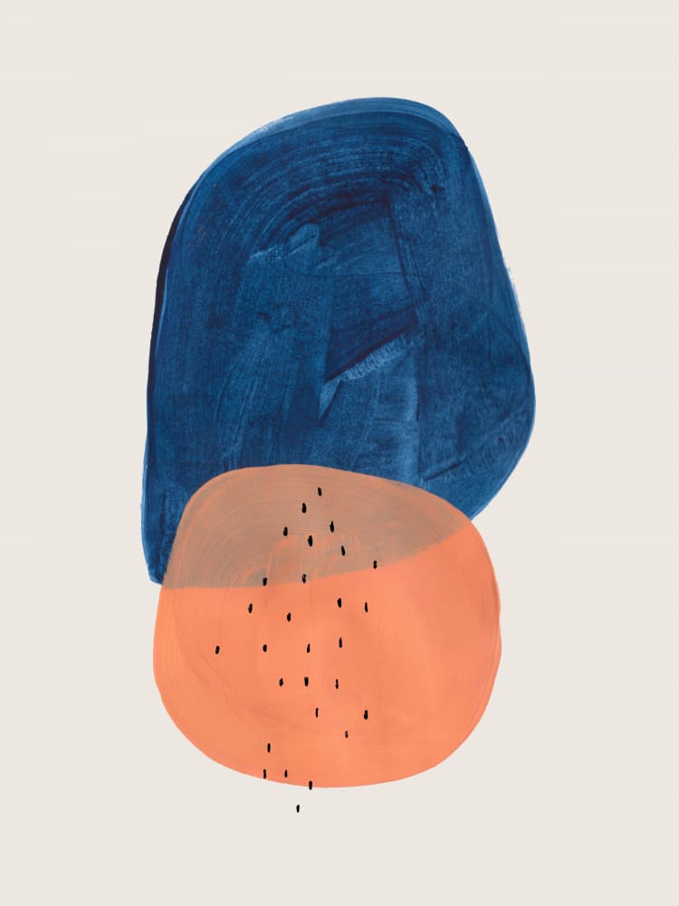 Abstract Blue Orange Shapes by Ejaaz Haniff — canvas wall art