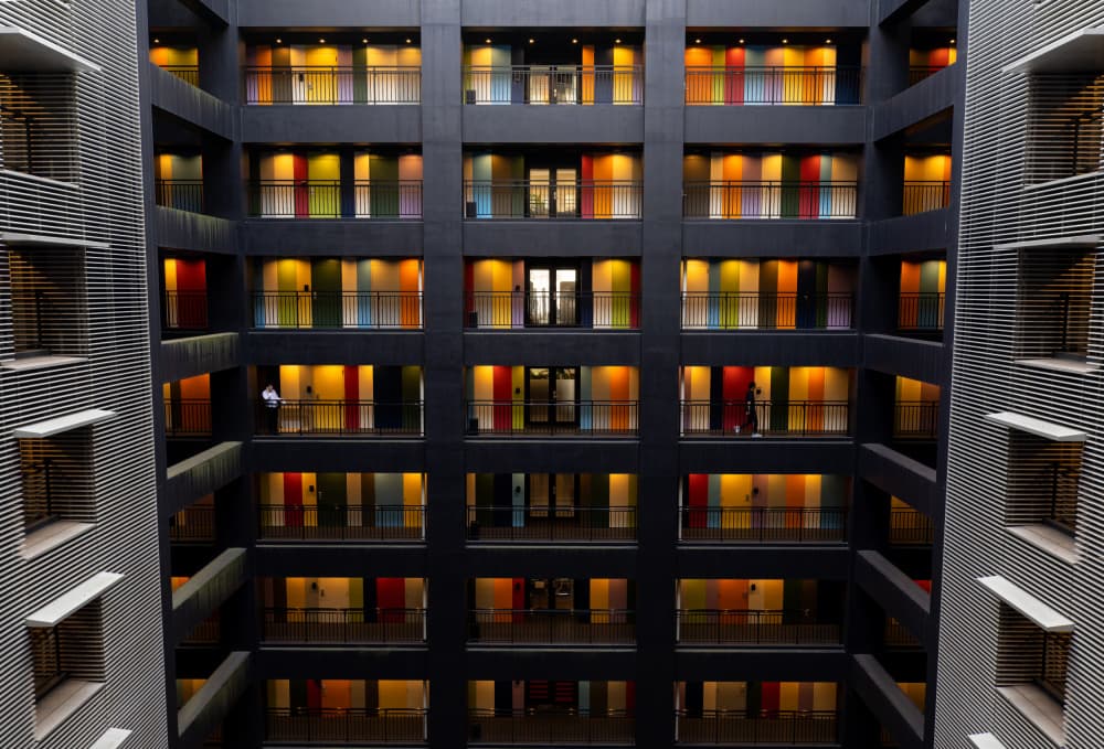 Colorful Building Grid by Amnon Eichelberg — canvas wall art