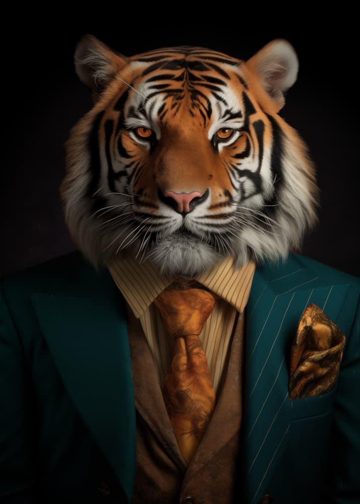 Dapper Tiger Portrait by Andreas Magnusson — canvas wall art